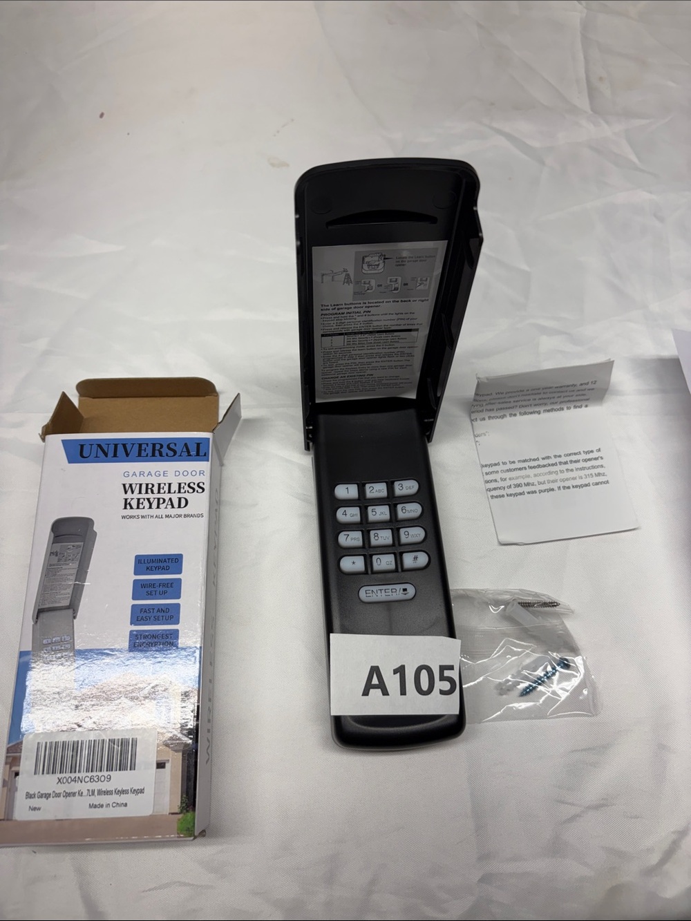 Universal Black Wireless Garage Door Keypad with Flip-Up Cover